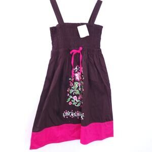 NEW Pinky Summer Dress Size 10 Brown Pink Sleeveless Sundress, Floral, Ribbon